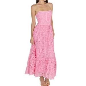 NEW AKALIA amelia lace bustier midi dress in pink
